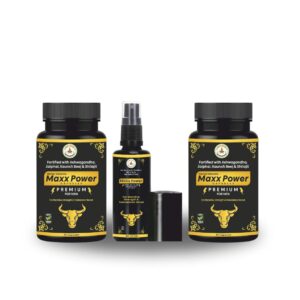 Herbal Vedanta (2 BOX OF CAPSULES & 1 SPRAY OIL) MAXX POWER Full Stack : For Boosting Stamina & Power In Men